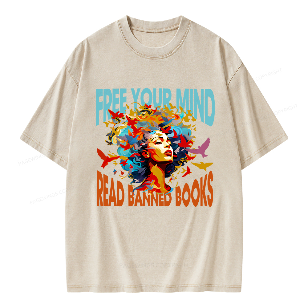 Pagewings Free Your Mind Read Banned Books Unisex Washed T-shirt