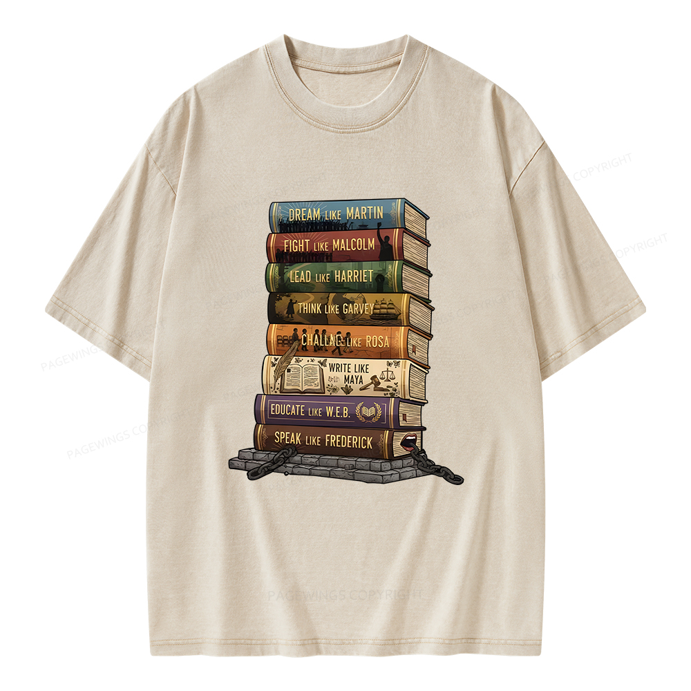 Pagewings Black History Books Unisex Washed T-shirt