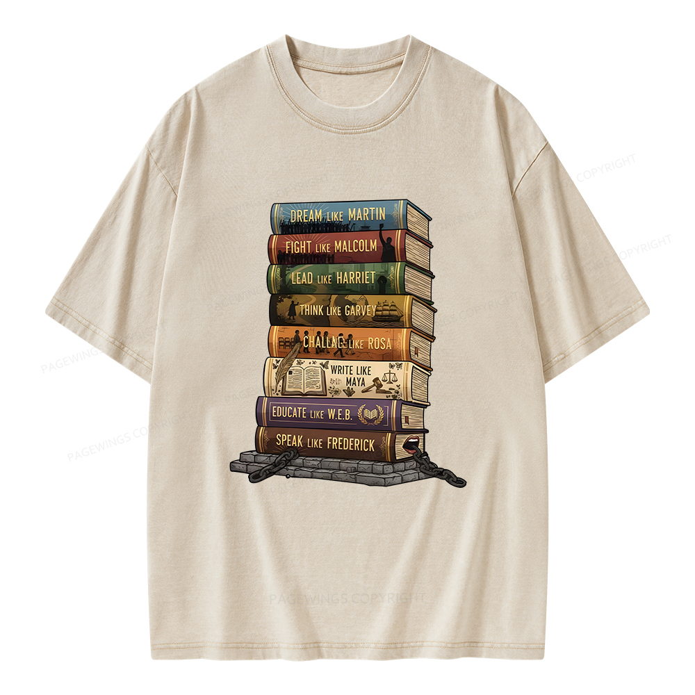 Pagewings Black History Books Unisex Washed T-shirt