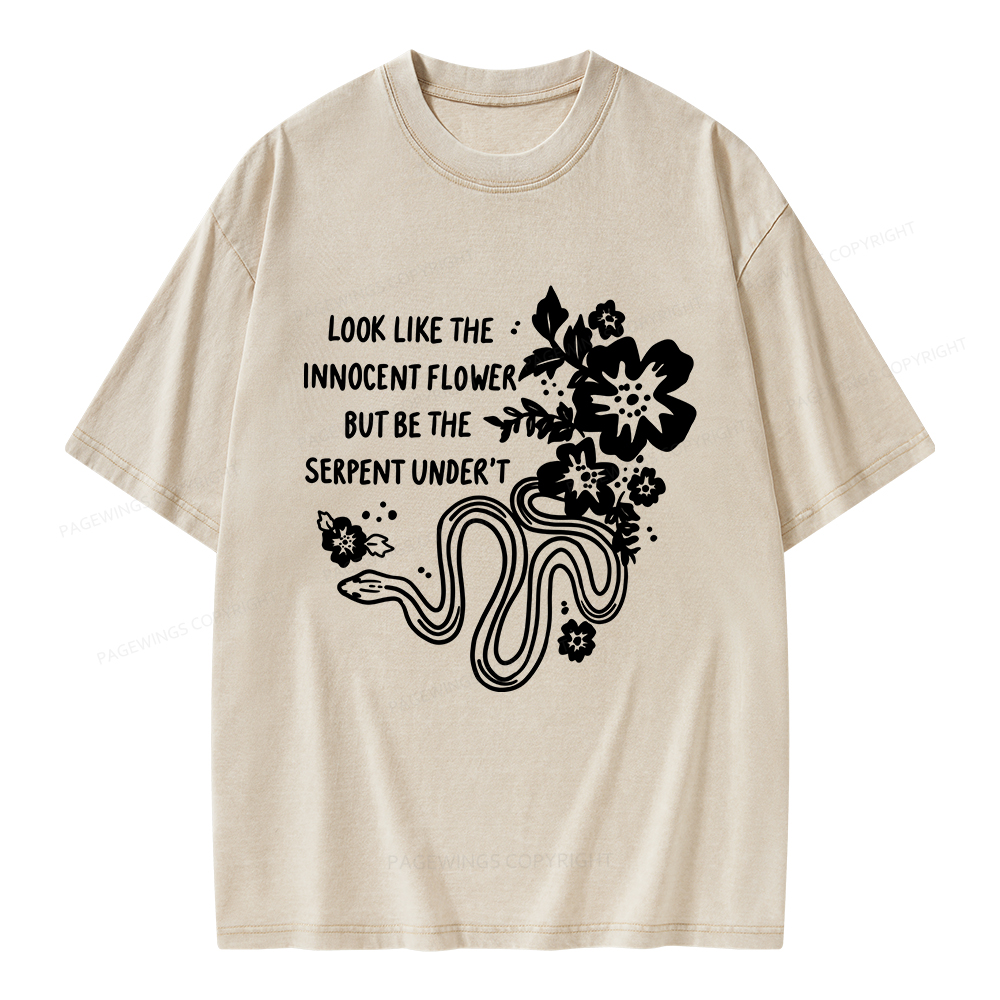 Pagewings Look Like The Innocent Flower Unisex Washed T-shirt
