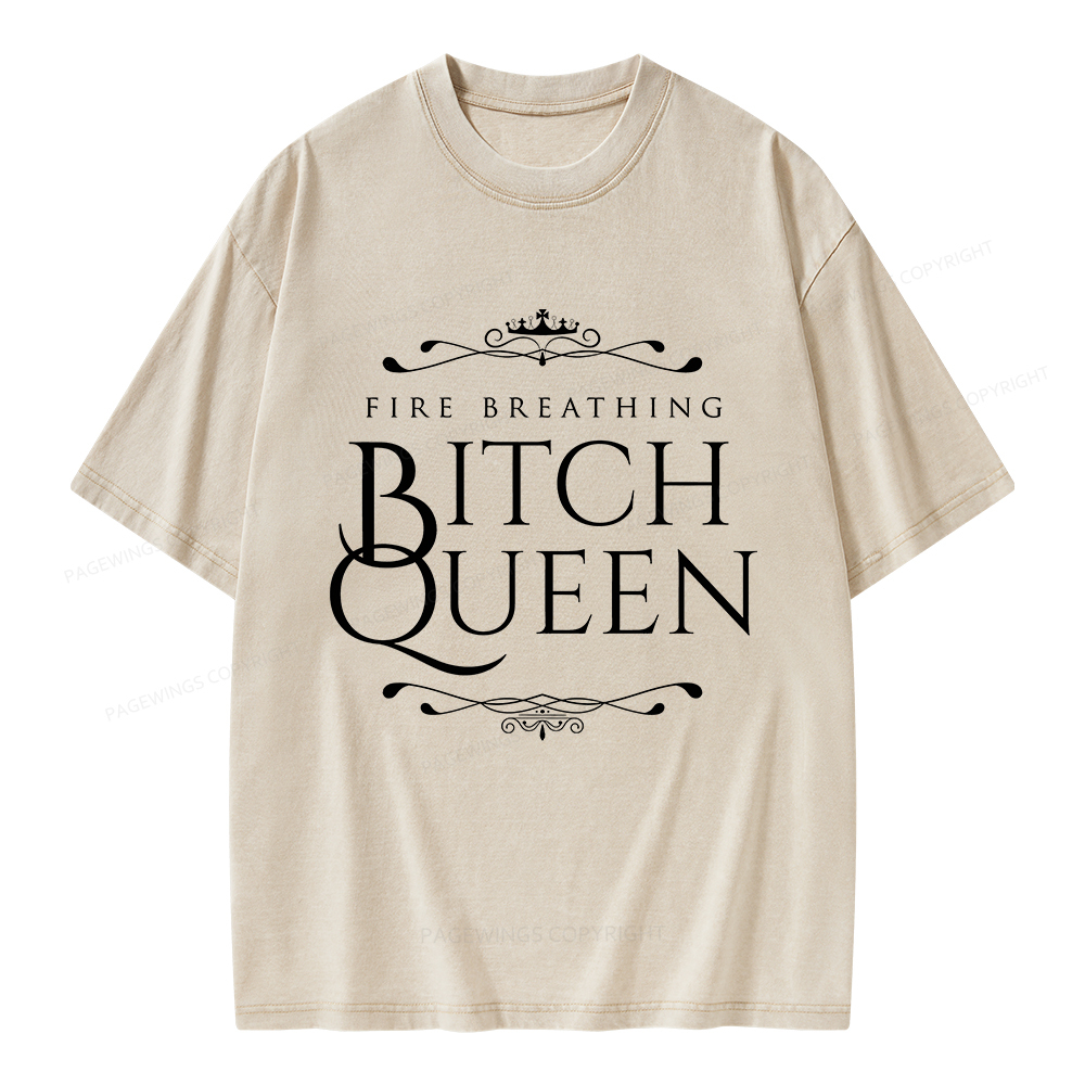 Pagewings Fire Breathing Bitch Queen Unisex Washed T-shirt