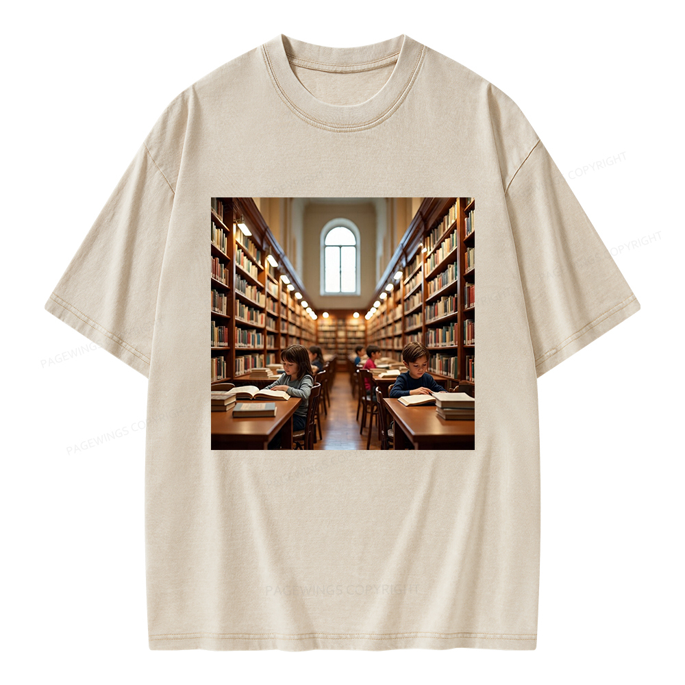 Pagewings Library Unisex Washed T-shirt