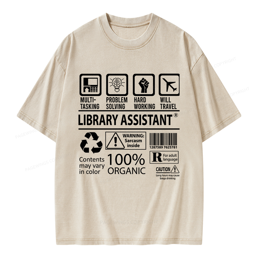 Pagewings Library Assistant Unisex Washed T-shirt