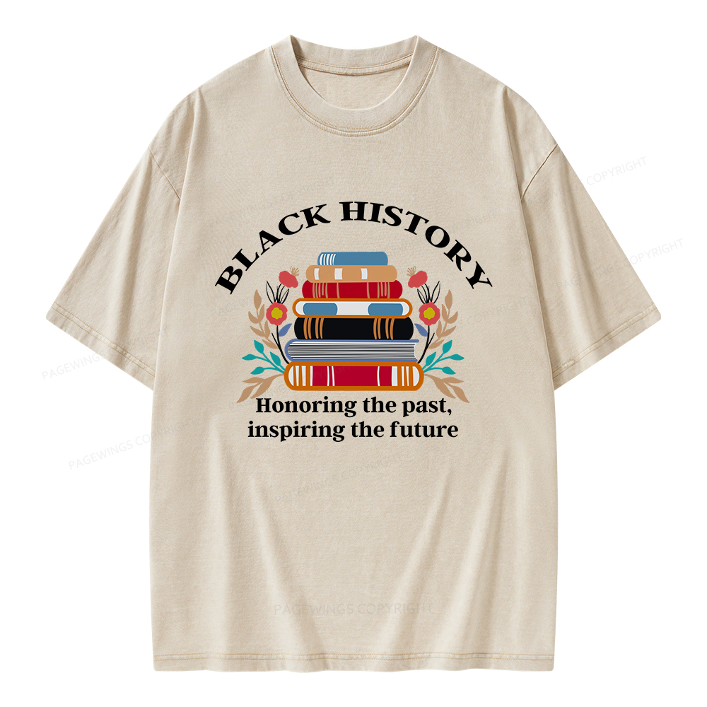 Pagewings Black History Honoring The Past Unisex Washed T-shirt