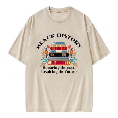 Pagewings Black History Honoring The Past Unisex Washed T-shirt