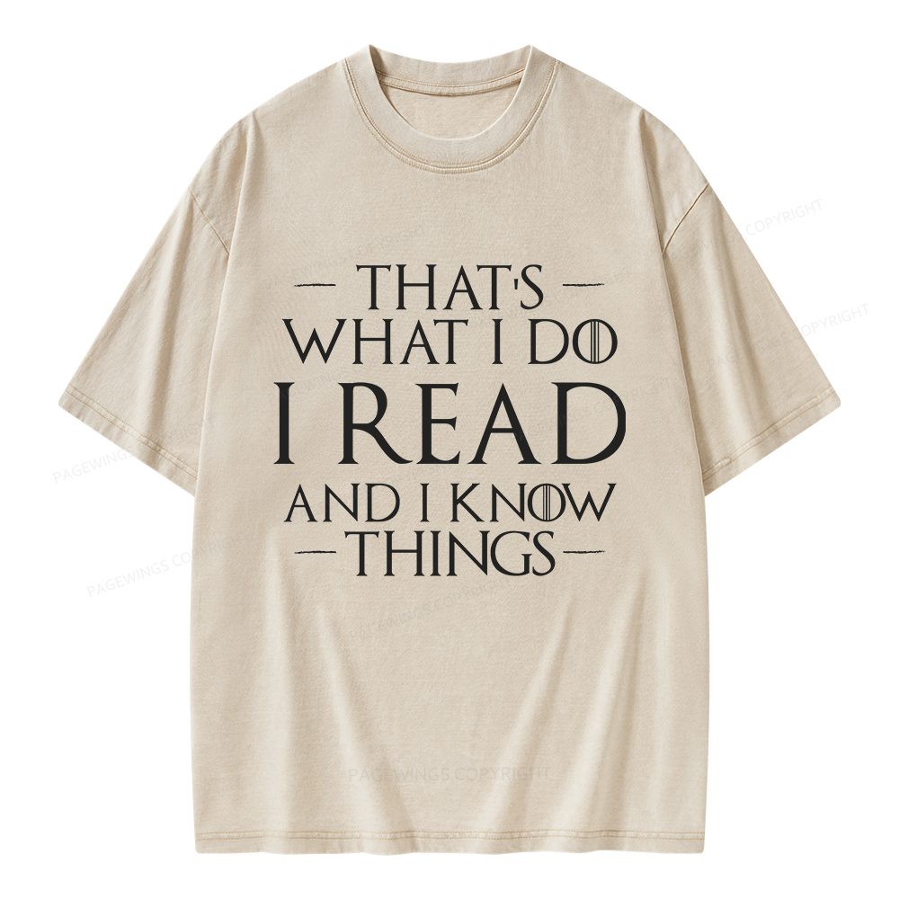 Pagewings I Read And I Know Things Unisex Washed T-shirt