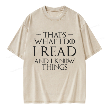Pagewings I Read And I Know Things Unisex Washed T-shirt