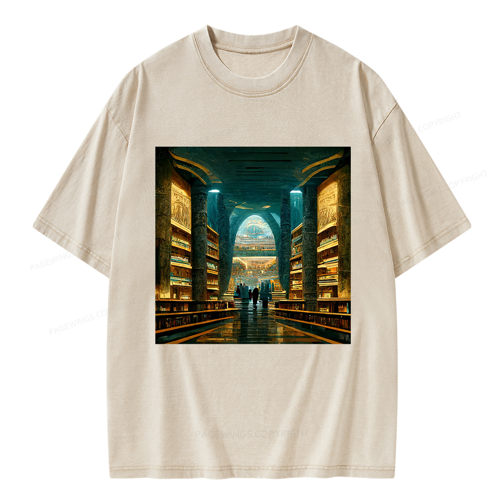 Pagewings Library Of Alexandria Unisex Washed T-shirt