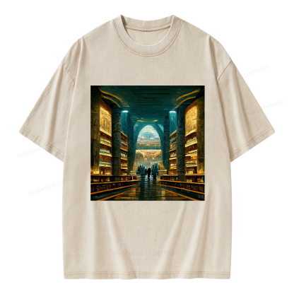 Pagewings Library Of Alexandria Unisex Washed T-shirt