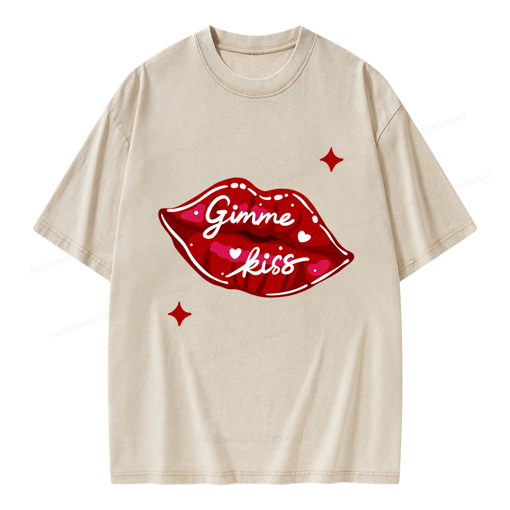 Pagewings Gimme Kiss Unisex Washed T-shirt