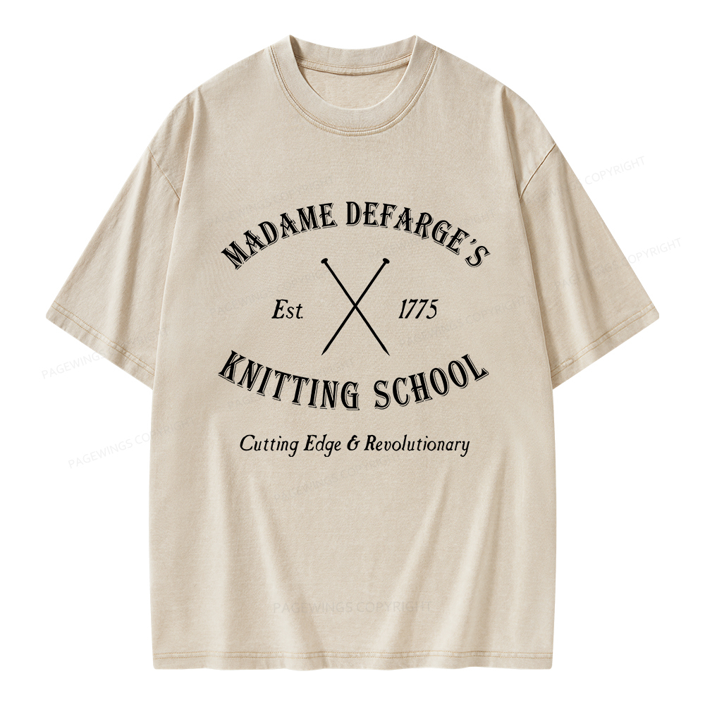 Pagewings Knitting School Unisex Washed T-shirt