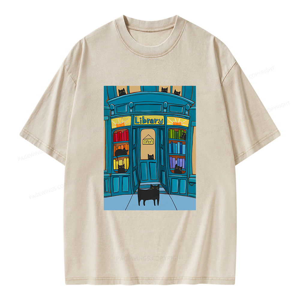 Pagewings Library Unisex Washed T-shirt