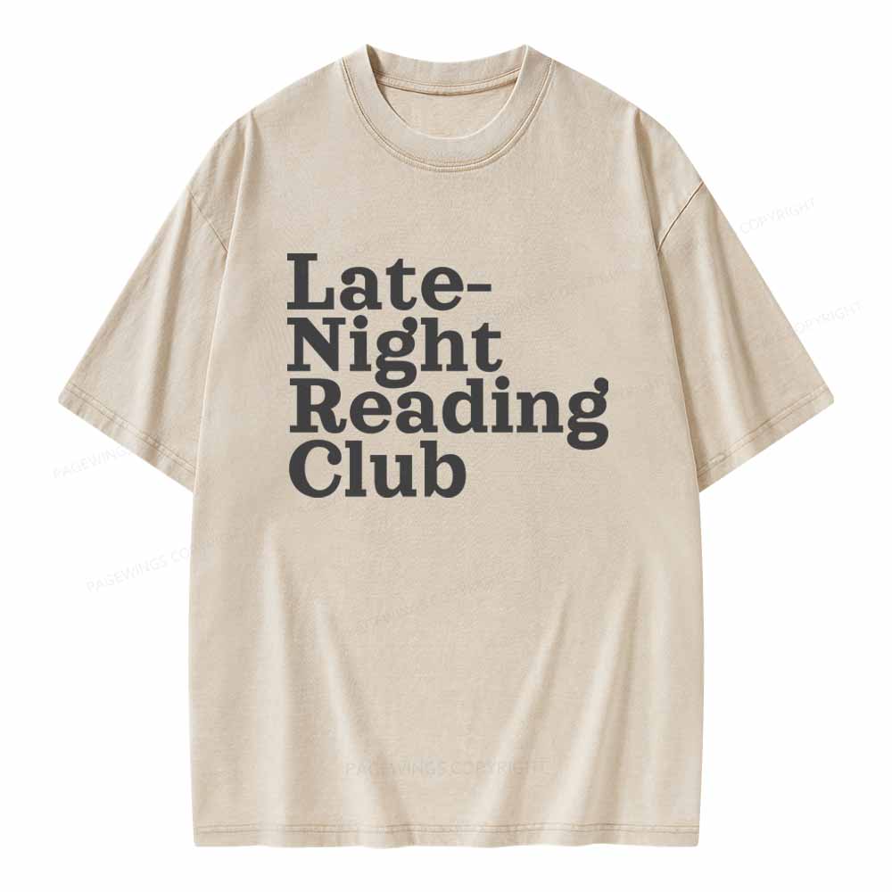 Pagewings Late-Night Reading Club Unisex Washed T-shirt