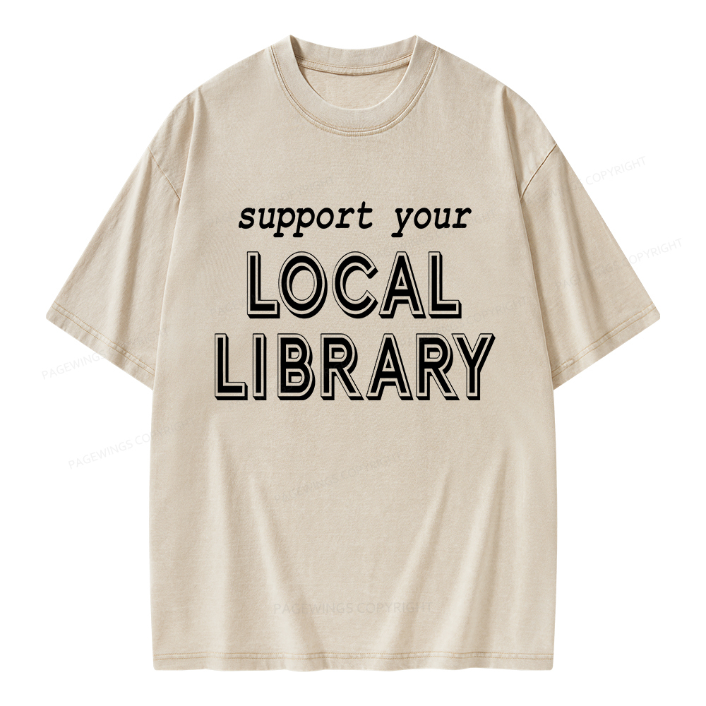 Pagewings Support Your Local Library Unisex Washed T-shirt