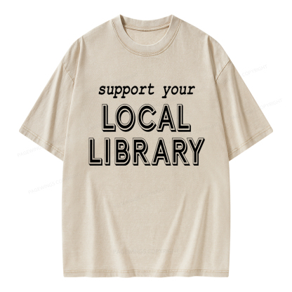 Pagewings Support Your Local Library Unisex Washed T-shirt