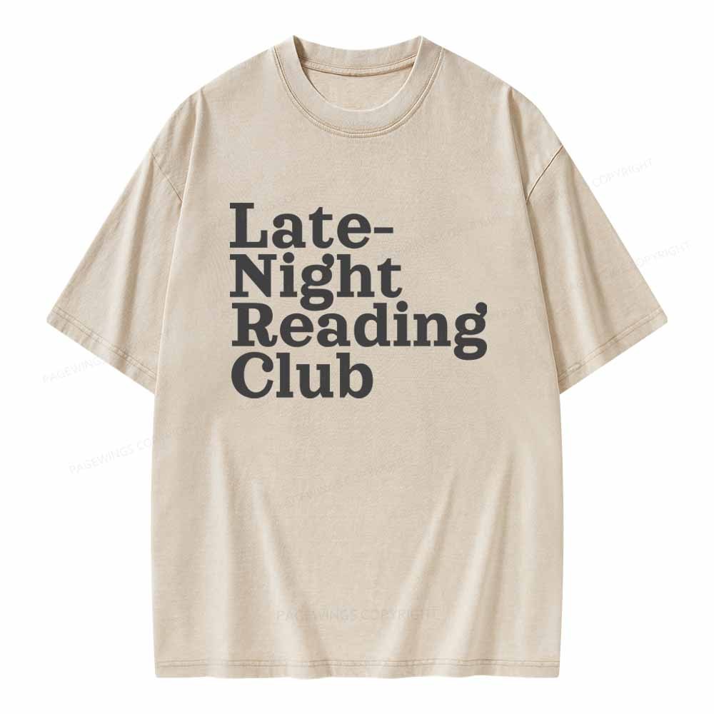 Pagewings Late-Night Reading Club Unisex Washed T-shirt