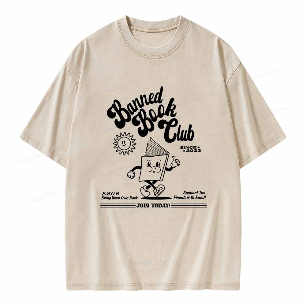 Pagewings Read Banned Books Unisex Washed T-shirt