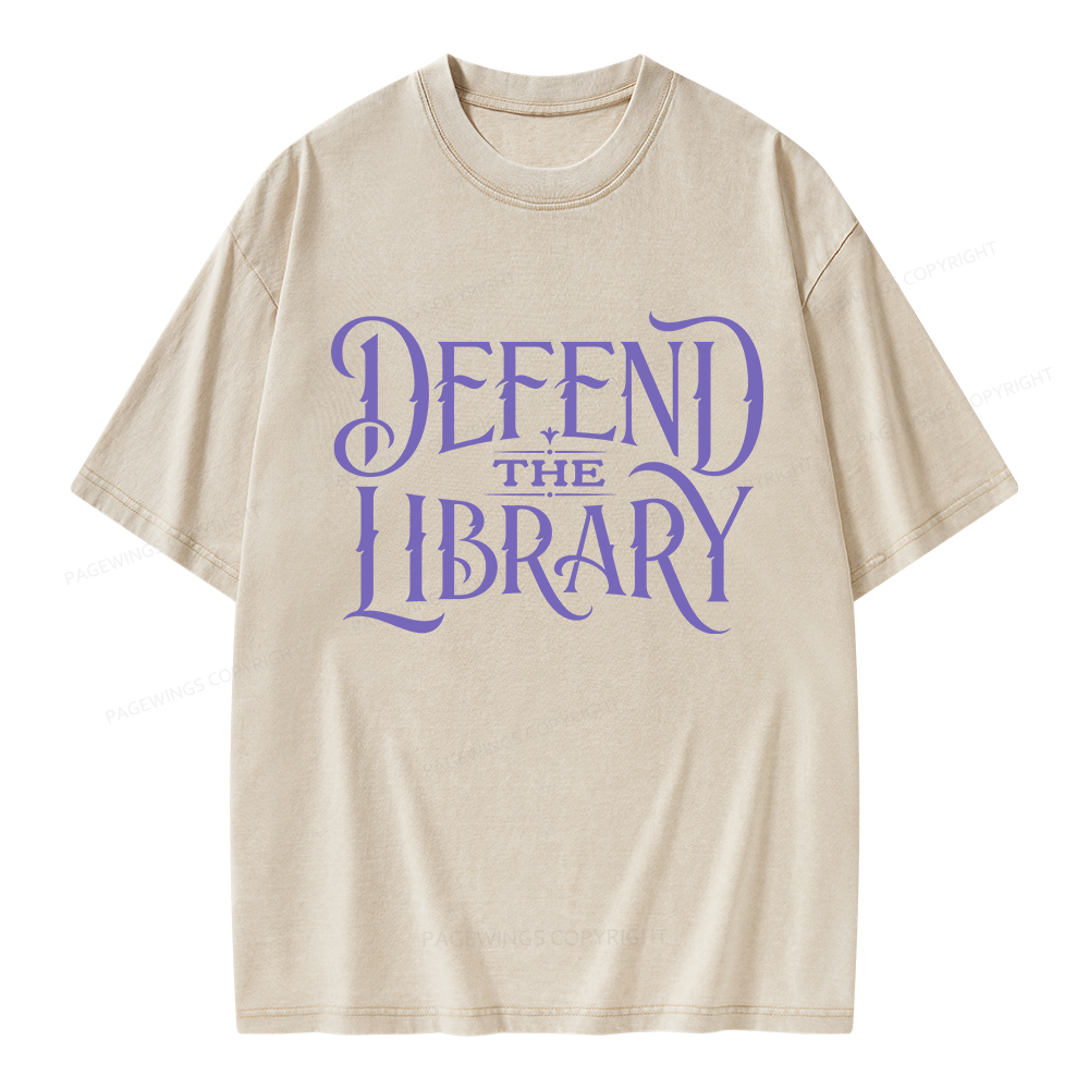 Pagewings Defend The Library Unisex Washed T-shirt