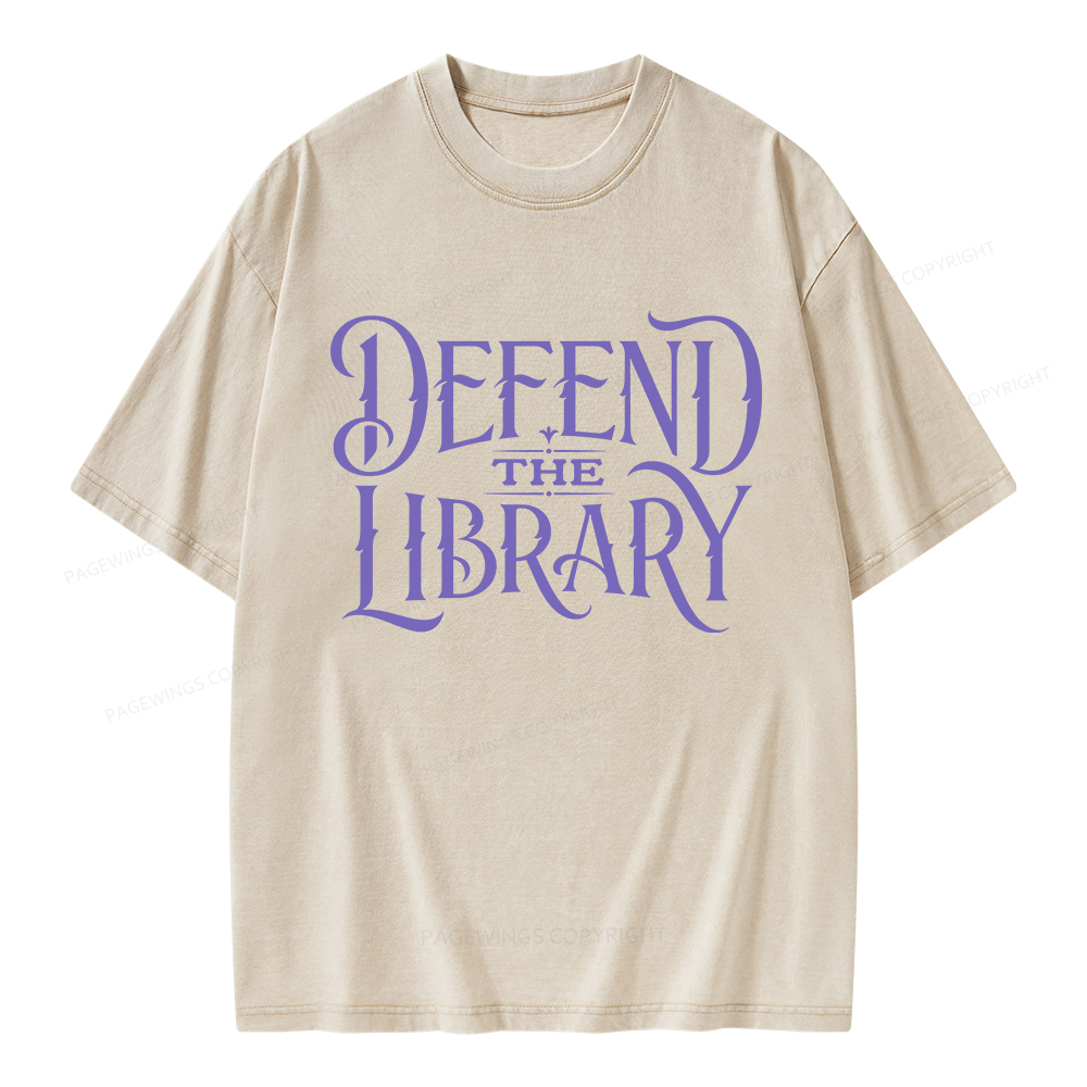 Pagewings Defend The Library Unisex Washed T-shirt