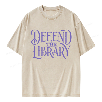 Pagewings Defend The Library Unisex Washed T-shirt