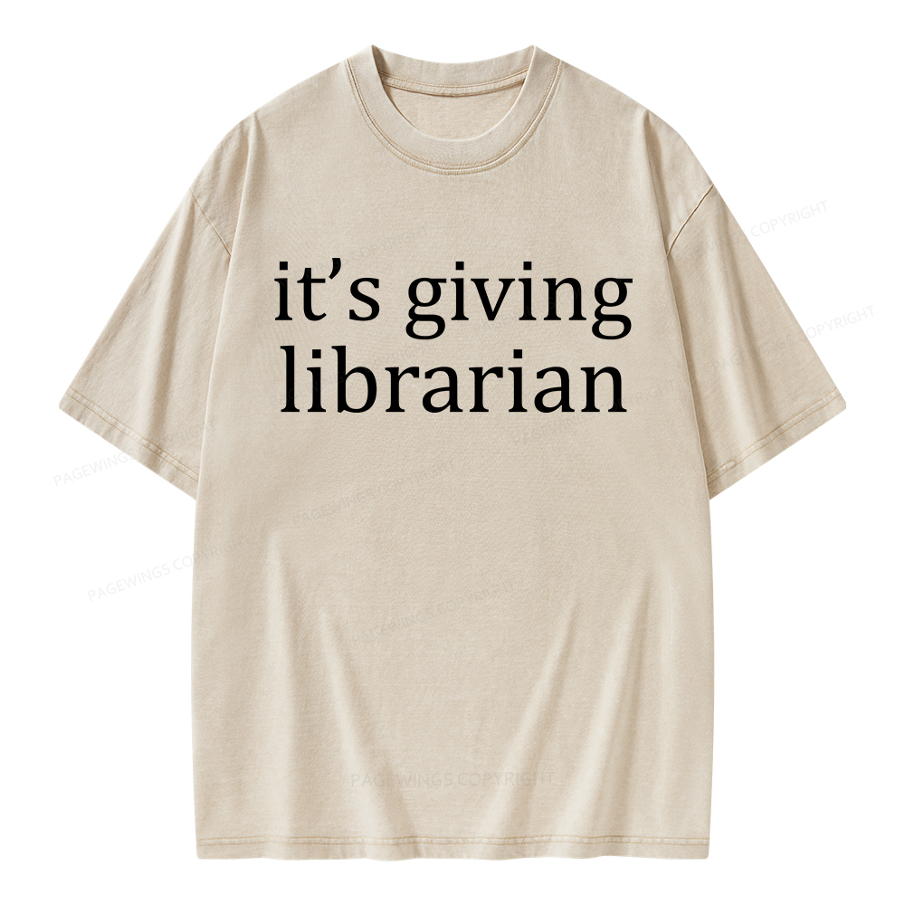 Pagewings It's Giving Librarian Unisex Washed T-shirt