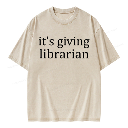 Pagewings It's Giving Librarian Unisex Washed T-shirt