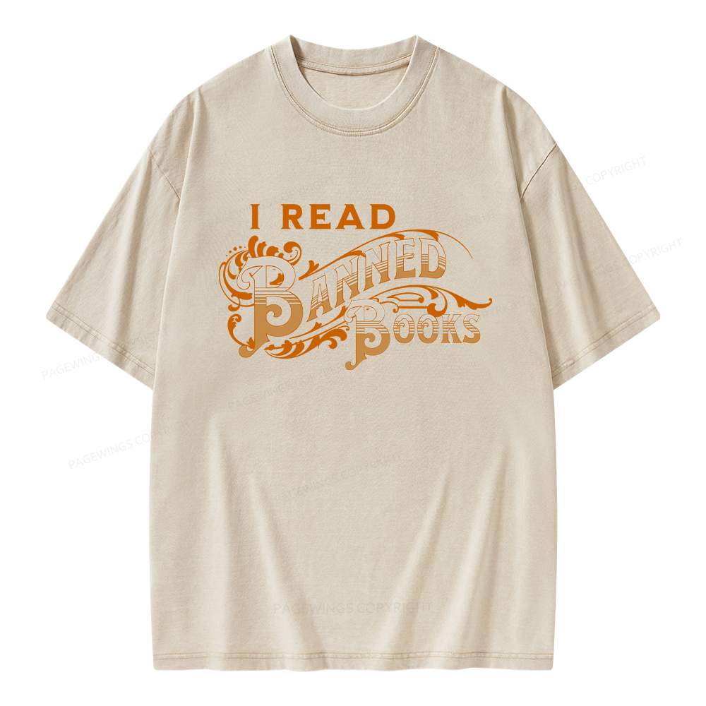 Pagewings I Read Banned Books Unisex Washed T-shirt