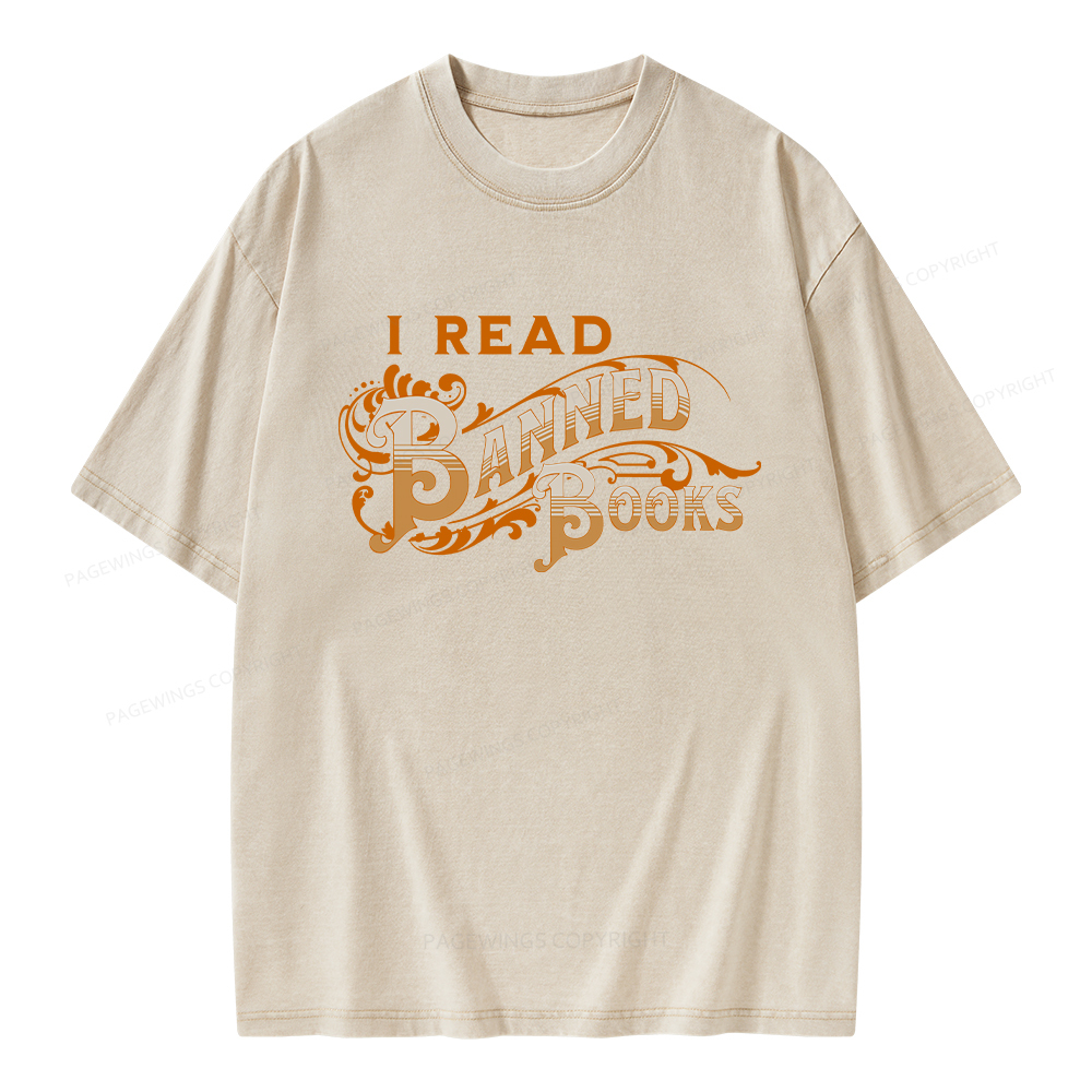 Pagewings I Read Banned Books Unisex Washed T-shirt