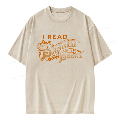 Pagewings I Read Banned Books Unisex Washed T-shirt