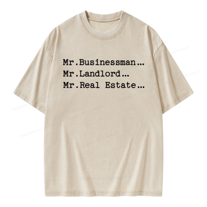 Pagewings Mr Businessman Mr Landlord Mr Real Estate Unisex Washed T-shirt