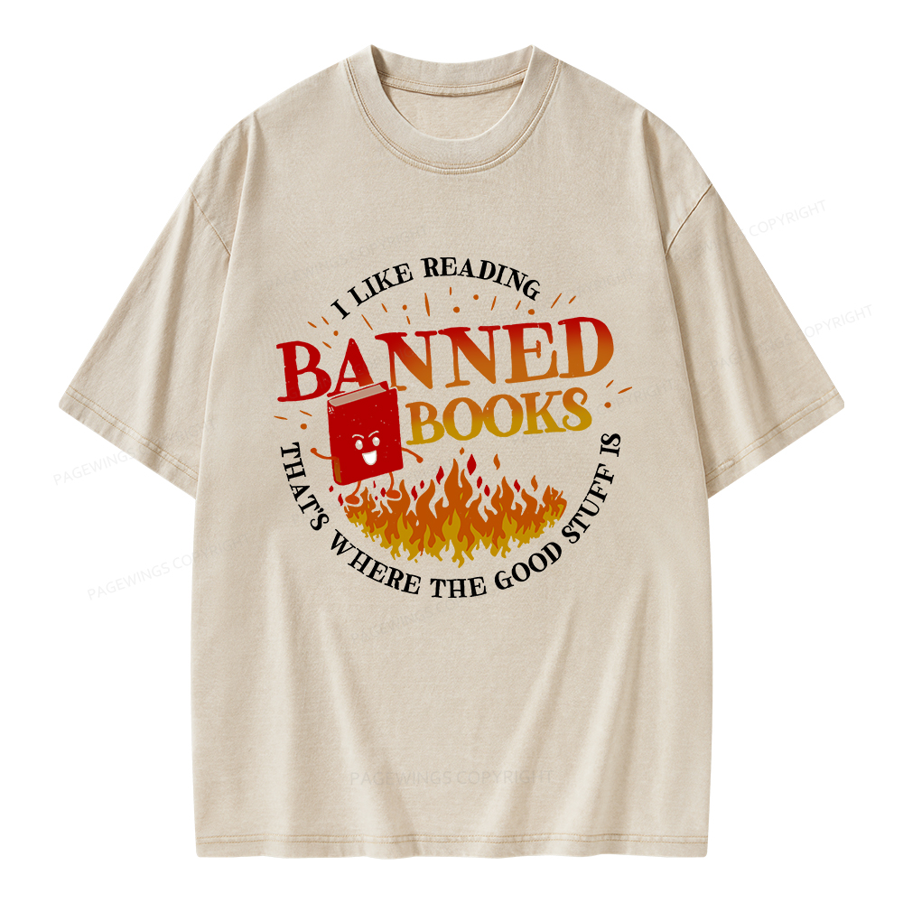 Pagewings Banned Books Unisex Washed T-shirt