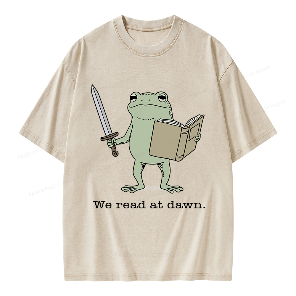 Pagewings We Read At Dawn Funny Frog Unisex Washed T-shirt