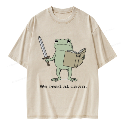 Pagewings We Read At Dawn Funny Frog Unisex Washed T-shirt