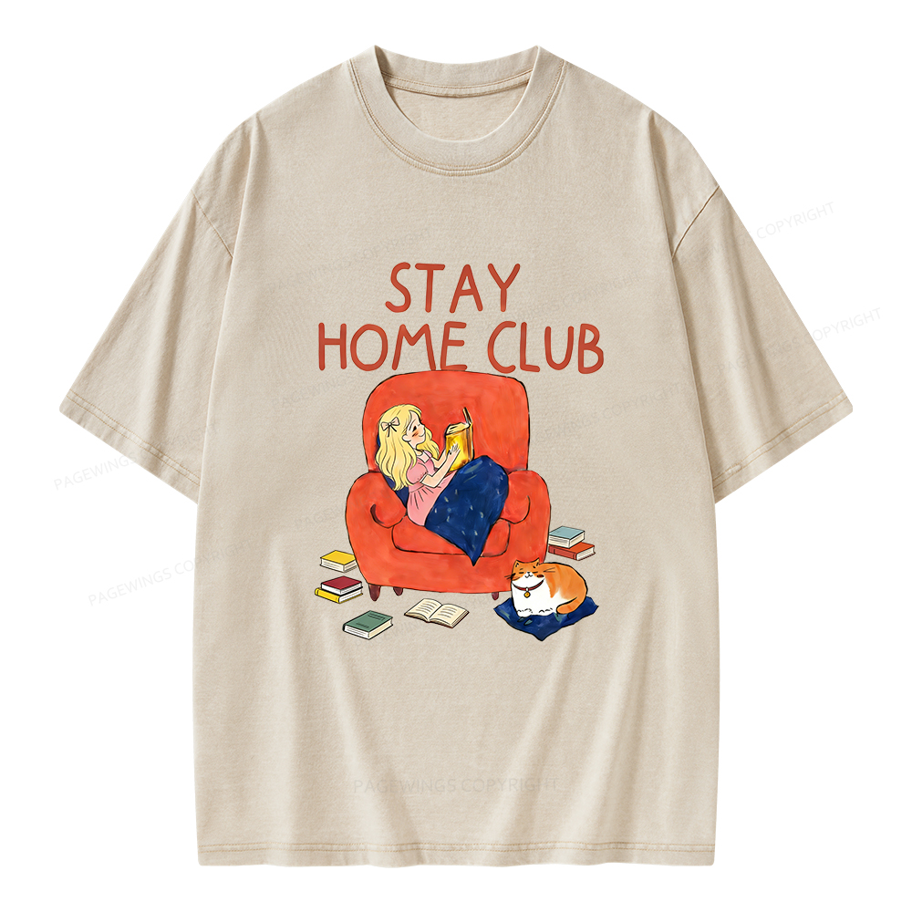 Pagewings Stay Home Club Unisex Washed T-shirt