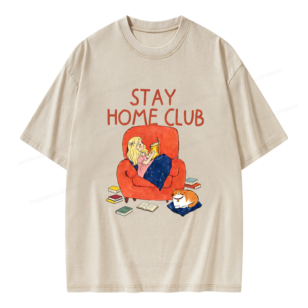Pagewings Stay Home Club Unisex Washed T-shirt