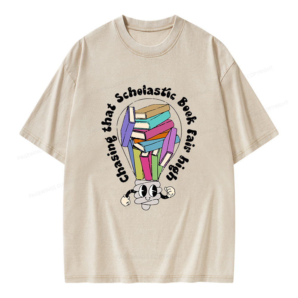 Pagewings Chasing That Scholastic Book Fair High Unisex Washed T-shirt