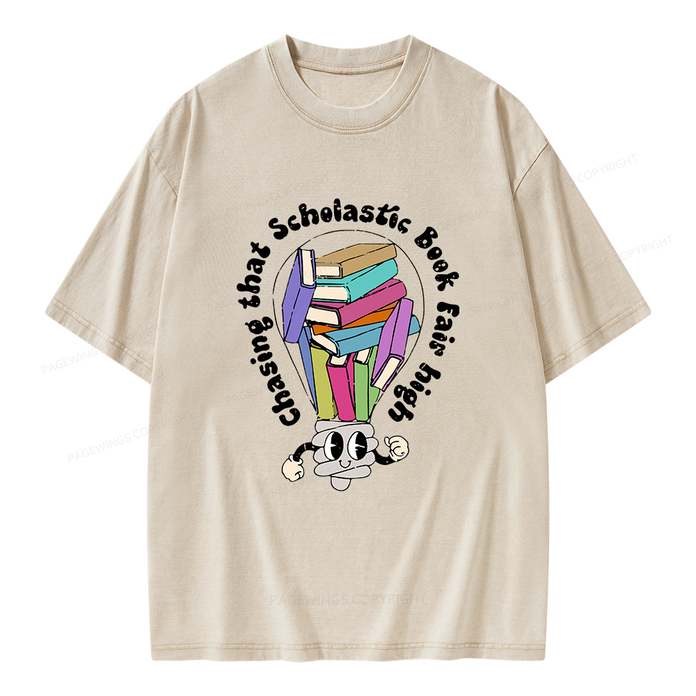 Pagewings Chasing That Scholastic Book Fair High Unisex Washed T-shirt