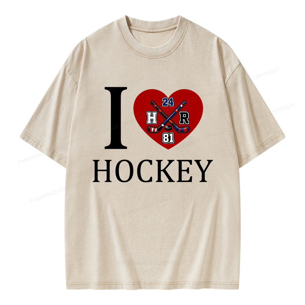 Pagewings I Heart Hockey Unisex Washed T-shirt