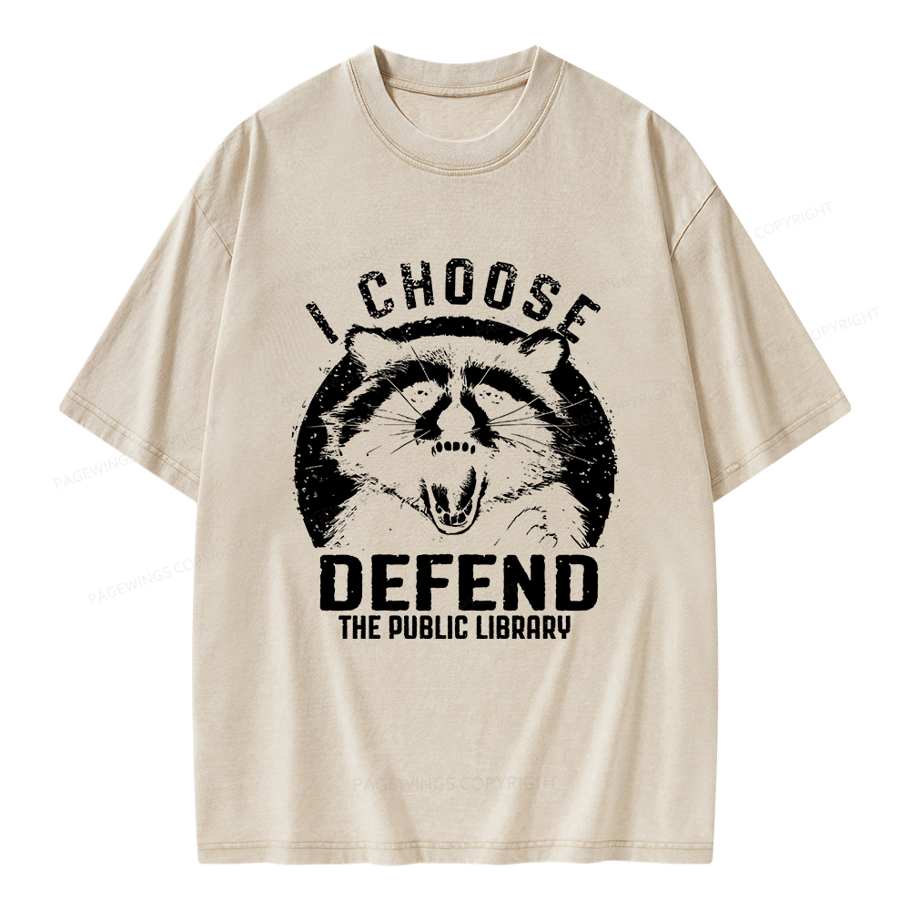 Pagewings I Choose Defend The Public Library Unisex Washed T-shirt
