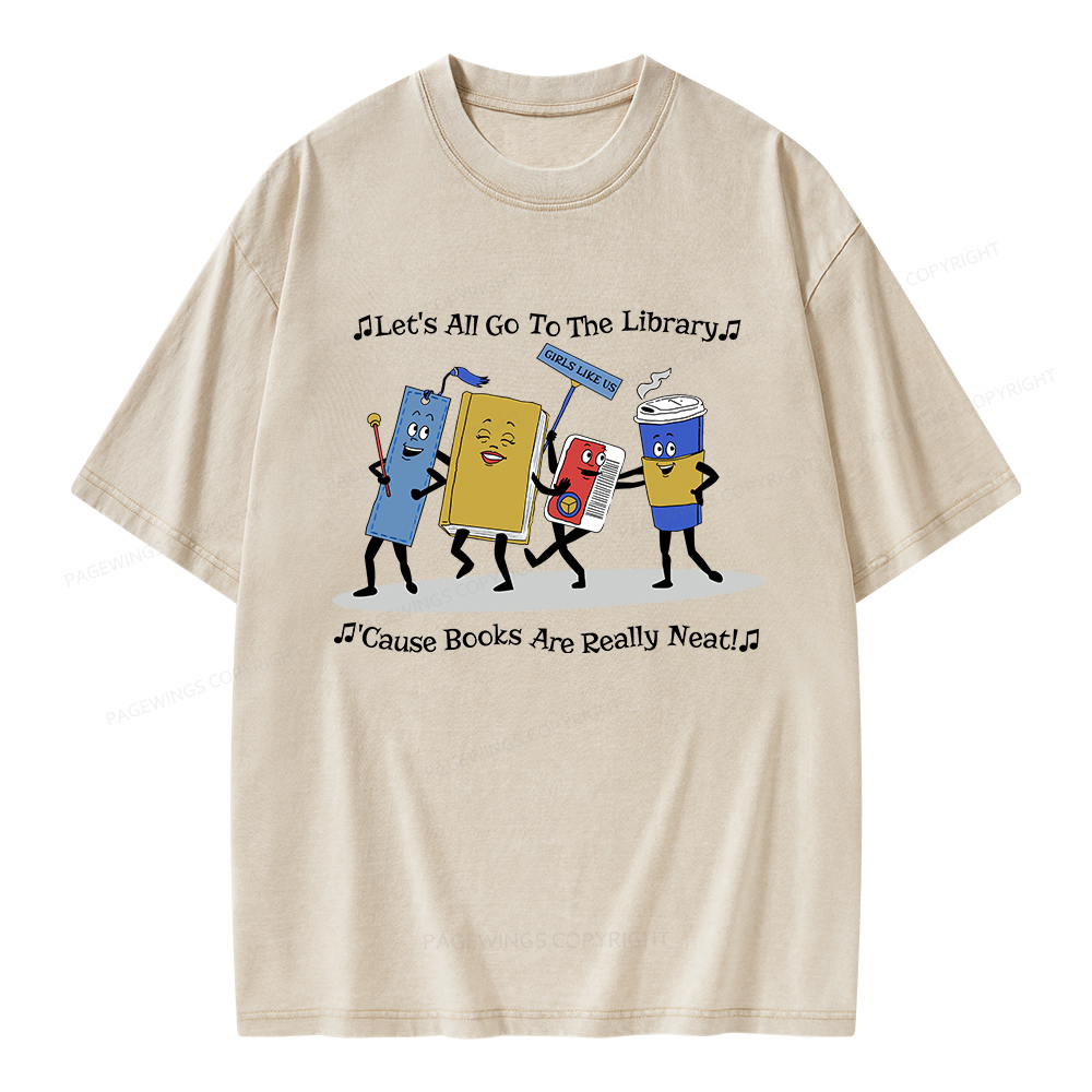 Pagewings Let's All Go To The Library Unisex Washed T-shirt
