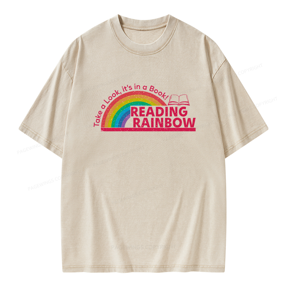 PagewingsReading Rainbow Unisex Washed T-shirt-Pagewings sale