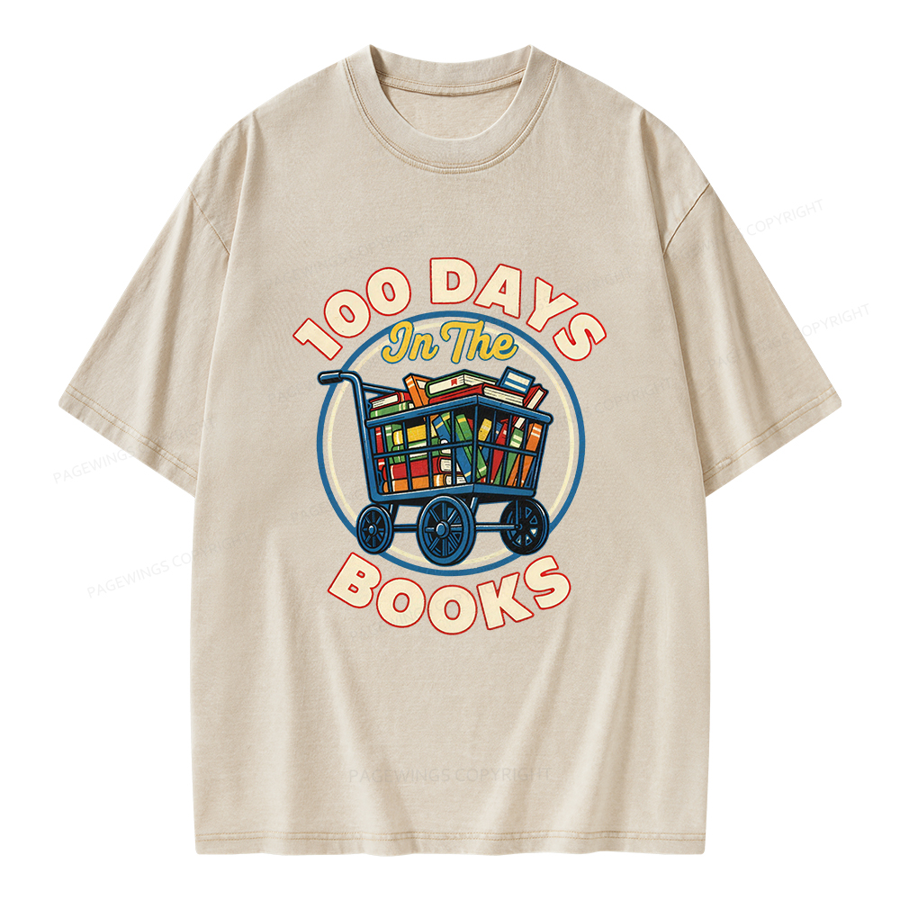 Pagewings 100 Days In The Books Unisex Washed T-shirt
