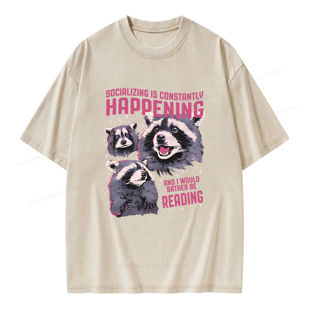 Pagewings And I Would Rather Be Reading Unisex Washed T-shirt