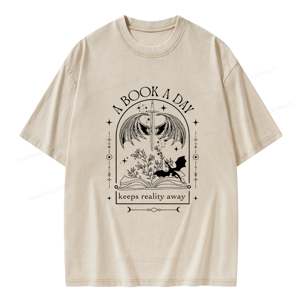 Pagewings A Book a Day Dragon Unisex Washed T-shirt