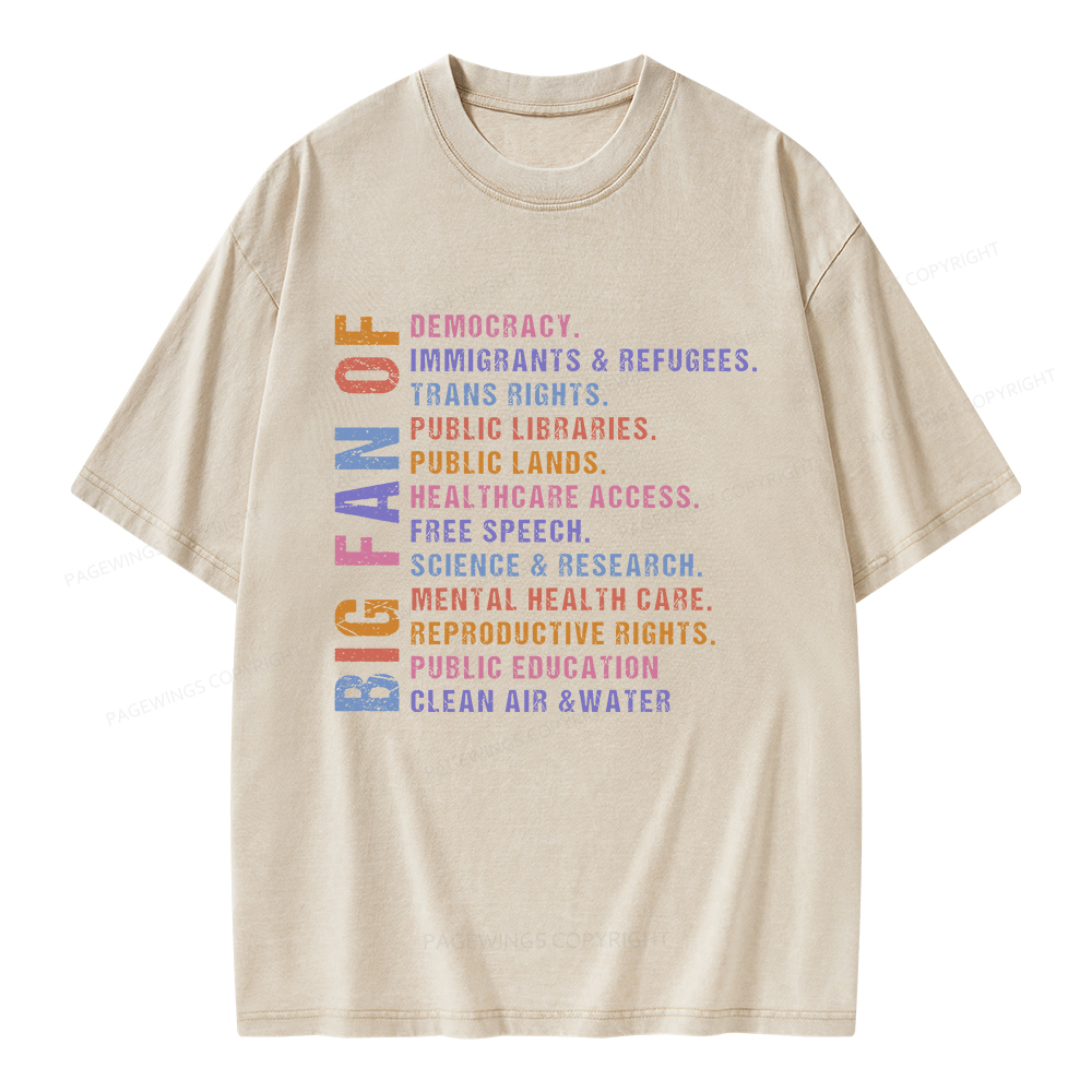 Pagewings Big Fan of Human Rights Unisex Washed T-shirt