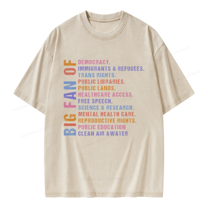 Pagewings Big Fan of Human Rights Unisex Washed T-shirt