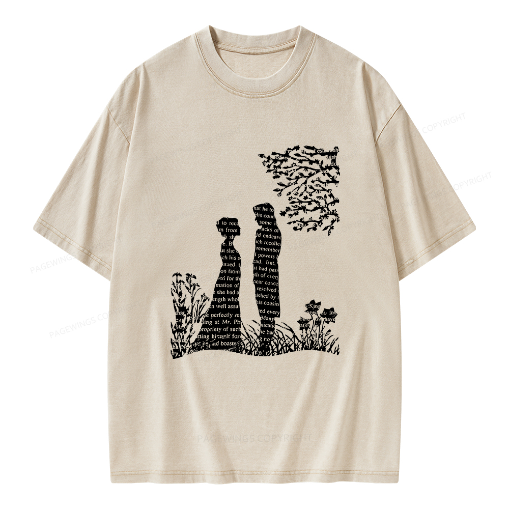 Pagewings Literary Book Lover Unisex Washed T-shirt
