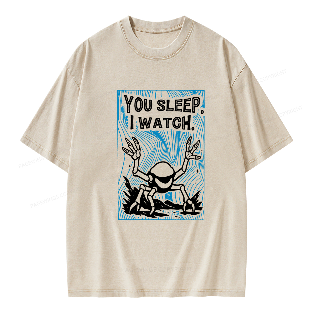 Pagewings You Sleep I Watch Unisex Washed T-shirt
