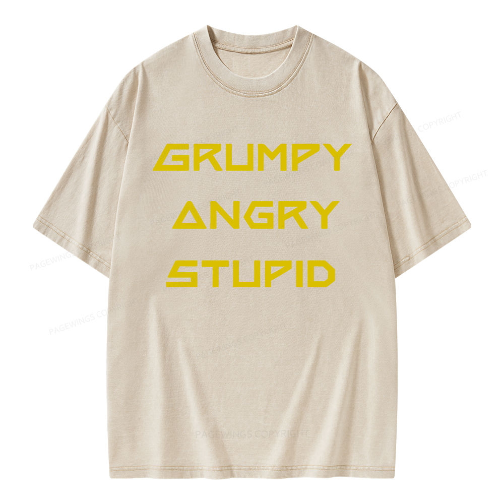 Pagewings Grumpy Angry Stupid Unisex Washed T-shirt
