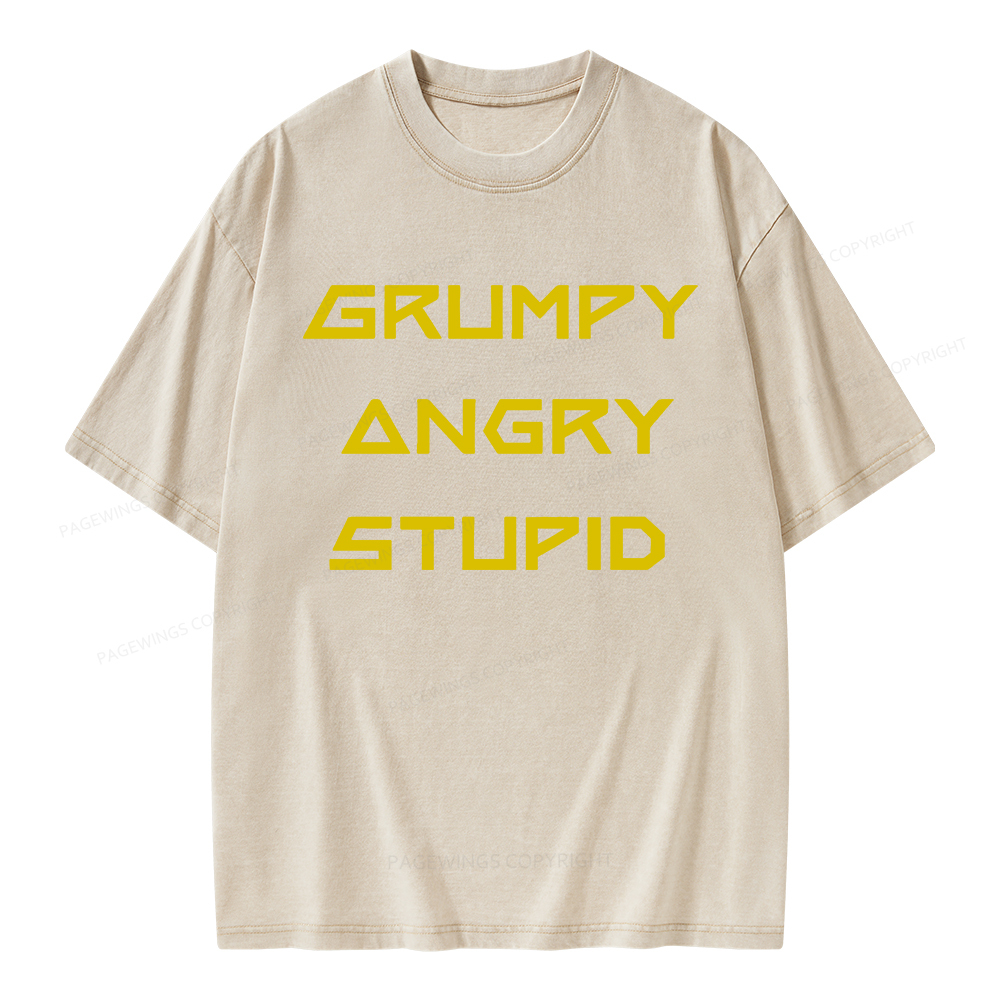 Pagewings Grumpy Angry Stupid Unisex Washed T-shirt